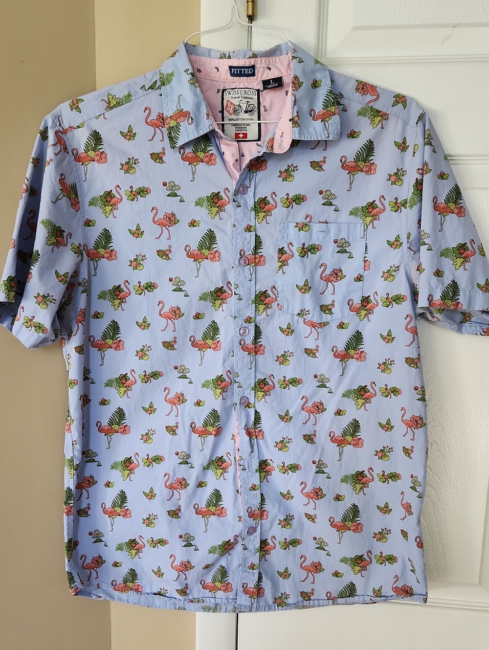 Fun, Flamingo Pattern Shirt, By Swiss Cross, Large